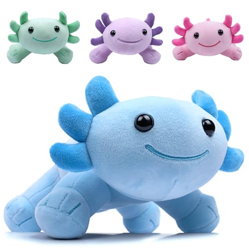 10.8” Soft Cute Axolotl Stuffed Cotton Animal Plush Pillow Kawaii Gift (Blue)